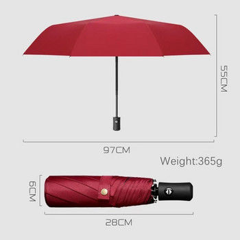 Устойчив на вятър сгъваем автоматичен чадър за дъжд Жени Авто Луксозни големи ветроустойчиви чадъри Дъжд за мъже Черно покритие Чадър