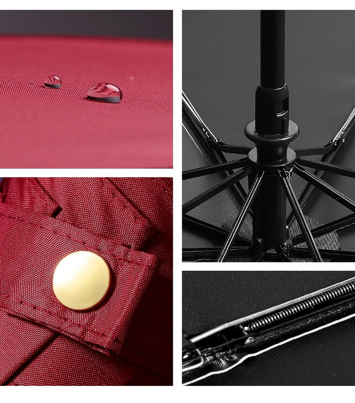 Vetruodolný skladací automatický dáždnik proti dažďu pre ženy, luxusný veľký vetruodolný dáždnik proti dažďu pre mužov, čierny povlak, slnečník