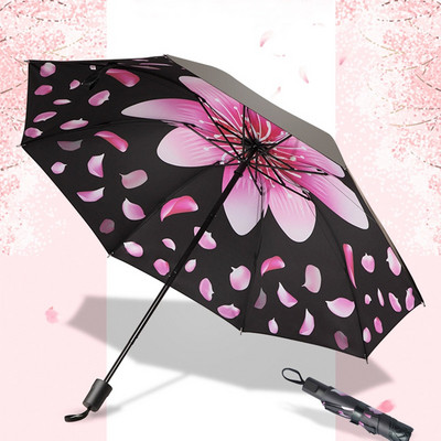 Creative Petal Starry Men Women Small Sun Rain Umbrella UV Protection Ветроустойчиви сгъваеми компактни чадъри за пътуване на открито