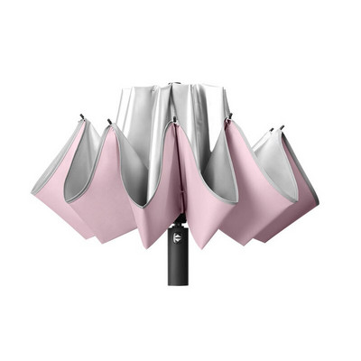Umbrelă 10k pentru femeie rezistentă la ploaie, rezistentă la vânt, umbrelă reflectorizată pentru femei, umbrele anti-UV, roz, trei umbrele automate pliabile