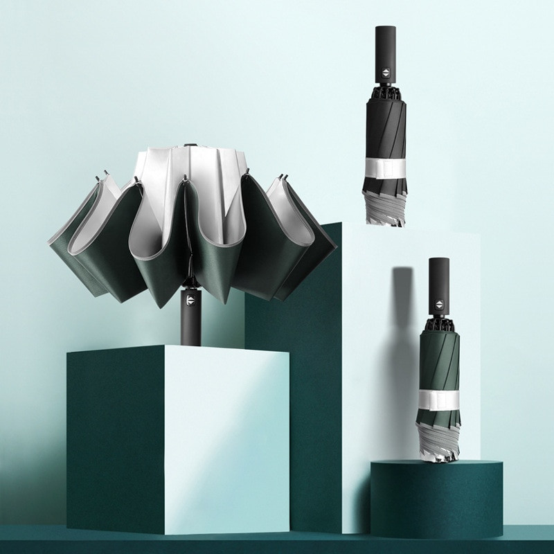 Umbrelă 10k pentru femeie rezistentă la ploaie, rezistentă la vânt, umbrelă reflectorizată pentru femei, umbrele anti-UV, roz, trei umbrele automate pliabile