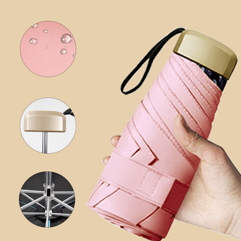 Mini vreckový dáždnik veľkosti telefónu, prenosný skladací dáždnik s UV ochranou, ultraľahký skladací dáždnik, cestovné oblečenie do dažďa, cukríkové farby