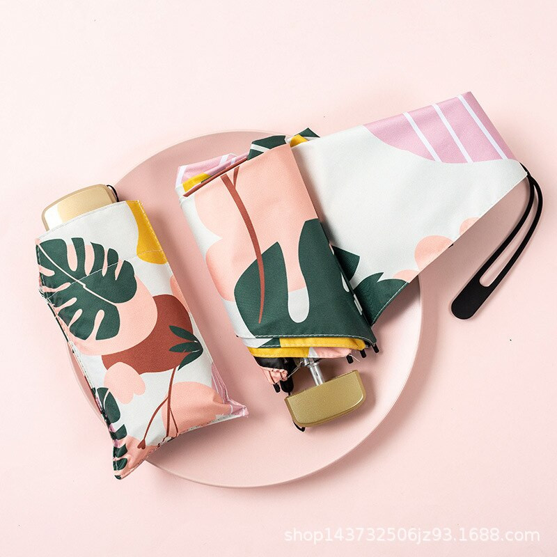 Plochý mini dáždnik, dáždnik pre ženy, UV ochrana, slnečník pre dievčatá, vetruodolný, 6K cestovný prenosný dáždnik, farebný UPF50+