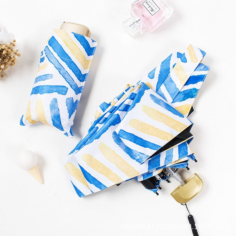 Plochý mini dáždnik, dáždnik pre ženy, UV ochrana, slnečník pre dievčatá, vetruodolný, 6K cestovný prenosný dáždnik, farebný UPF50+