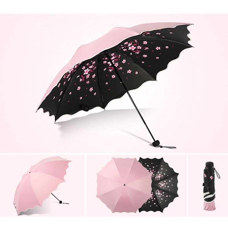 Značkový kvetinový dáždnik pre ženy, skladací módny dievčenský slnečník, prenosný, silný dážď, dámsky slnečník, UV číry slnečník, svetlo