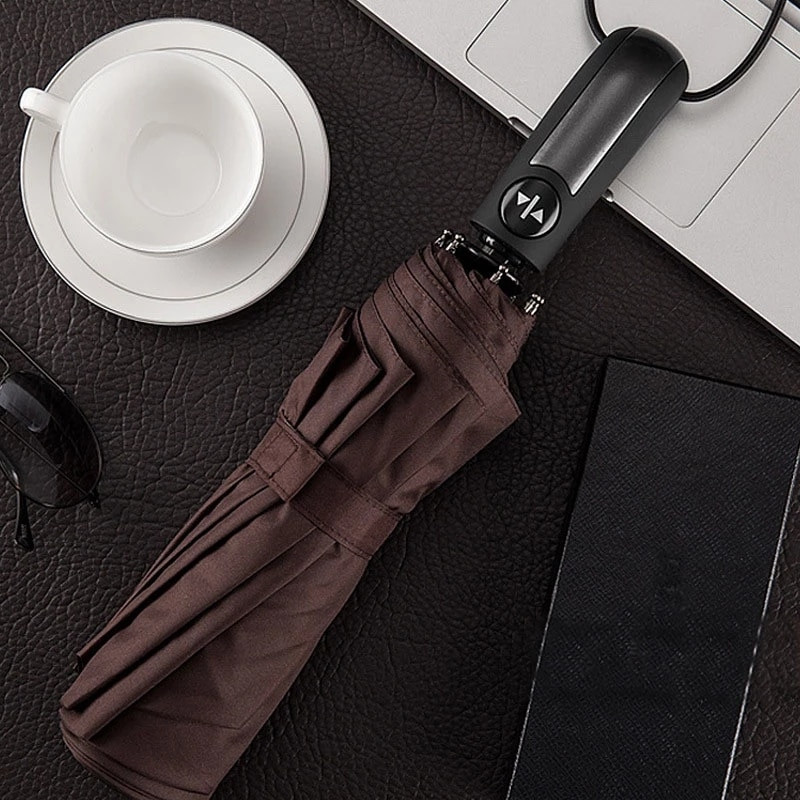 Vetruodolný skladací automatický dáždnik proti dažďu pre ženy, luxusný veľký vetruodolný dáždnik proti dažďu pre mužov, čierny povlak, slnečník