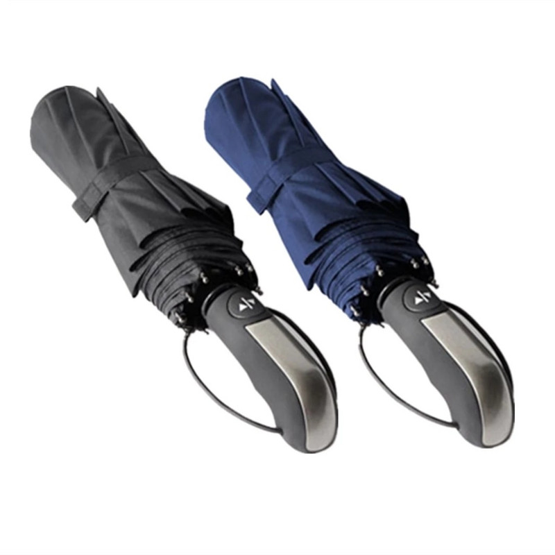 Vetruodolný skladací automatický dáždnik proti dažďu pre ženy, luxusný veľký vetruodolný dáždnik proti dažďu pre mužov, čierny povlak, slnečník