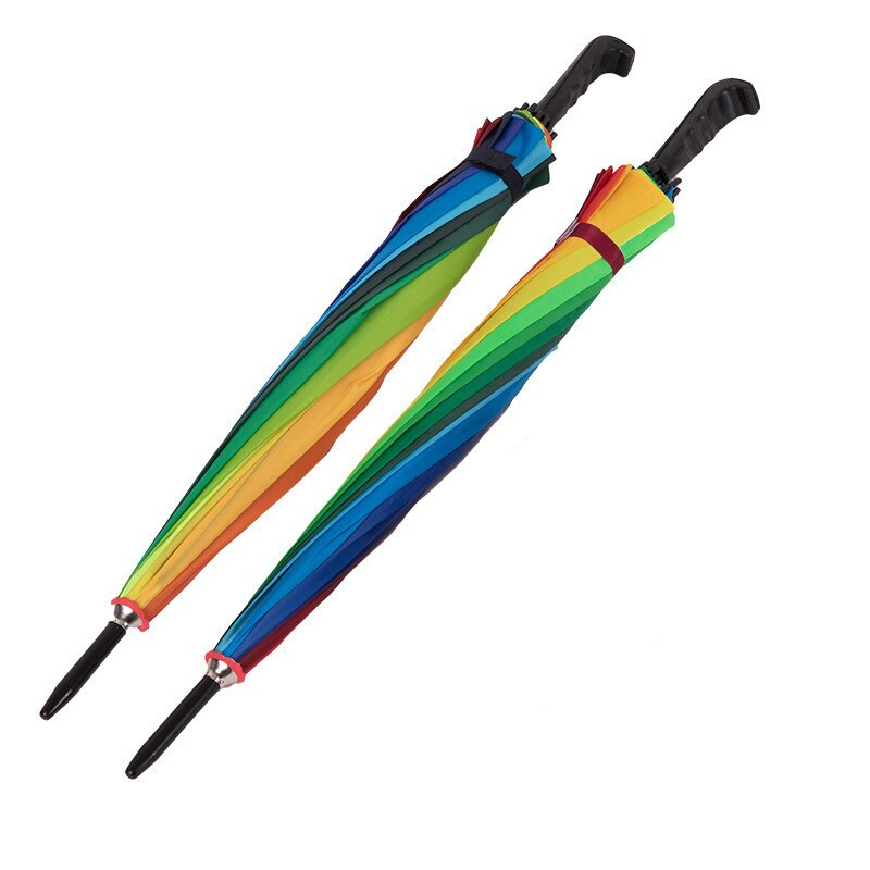 Módny dúhový veľký dáždnik 16K, vetruodolný, pánsky, dlhý rovný golfový dáždnik, dámsky dáždnik