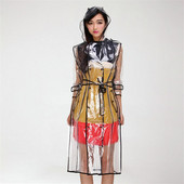 Priehľadný pršiplášť z EVA pršiplášťa pre ženy, nepremokavá bunda, vetrovka, pršiplášť s opaskom, vonkajšia pláštenka