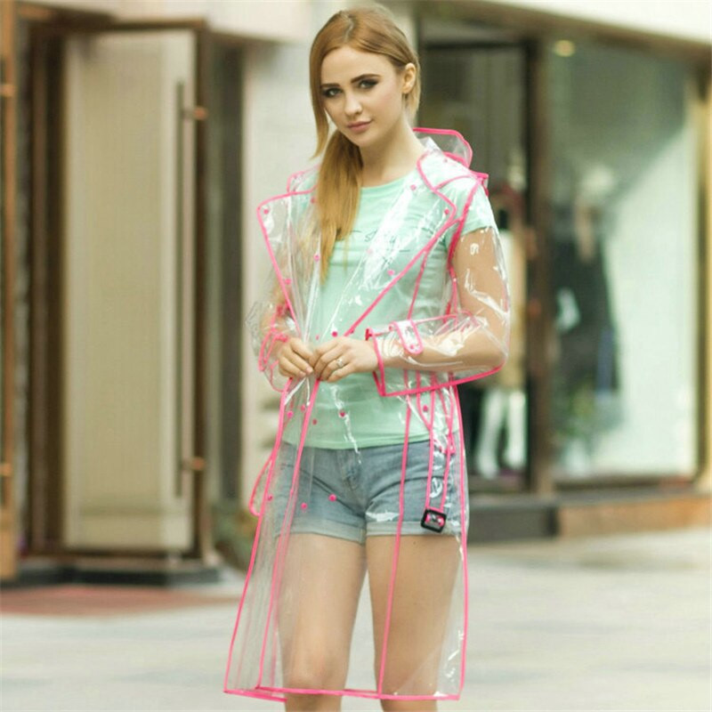 Priehľadný pršiplášť z EVA pršiplášťa pre ženy, nepremokavá bunda, vetrovka, pršiplášť s opaskom, vonkajšia pláštenka