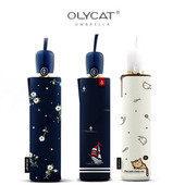 OLYCAT Umbrelă de ploaie automată pentru femei, cu imprimeu de desene animate, umbrele de protecție solară pliante, rezistente la vânt, umbrelă de soare anti UV, 5 stiluri
