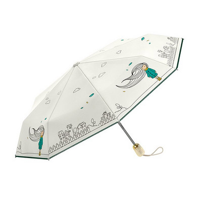 OLYCAT Umbrelă de ploaie automată pentru femei, cu imprimeu de desene animate, umbrele de protecție solară pliante, rezistente la vânt, umbrelă de soare anti UV, 5 stiluri