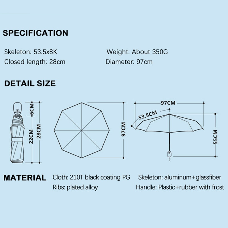 OLYCAT Umbrelă de ploaie automată pentru femei, cu imprimeu de desene animate, umbrele de protecție solară pliante, rezistente la vânt, umbrelă de soare anti UV, 5 stiluri