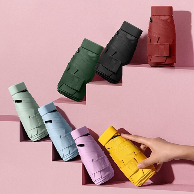 Плосък сгънат мини чадър Дамски джобен летен слънчев чадър за жени  Малки сладки чадъри за момичета с чанта за съхранение