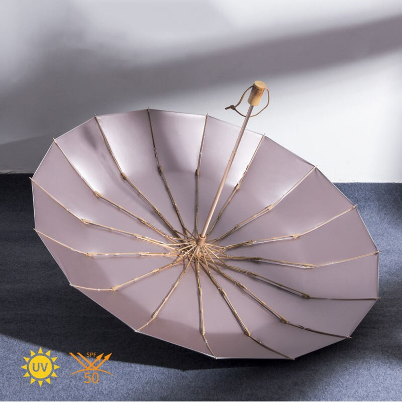 Луксозен 16 ребра Супер голям чадър Anti UV Paraguas Sun Umbrella Rain Windproof Light Сгъваеми преносими чадъри за жени момиче