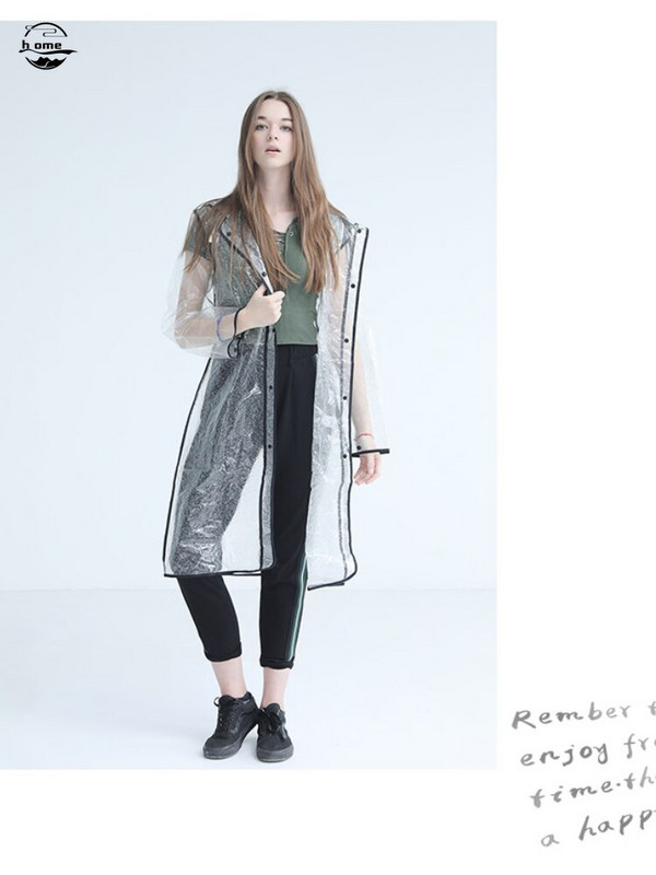 Átlátszó női esőkabát Divat hosszú szabadtéri sport kiegészítők túrázás esőkabát Vízálló fényvisszaverő csíkok Cape Pluie