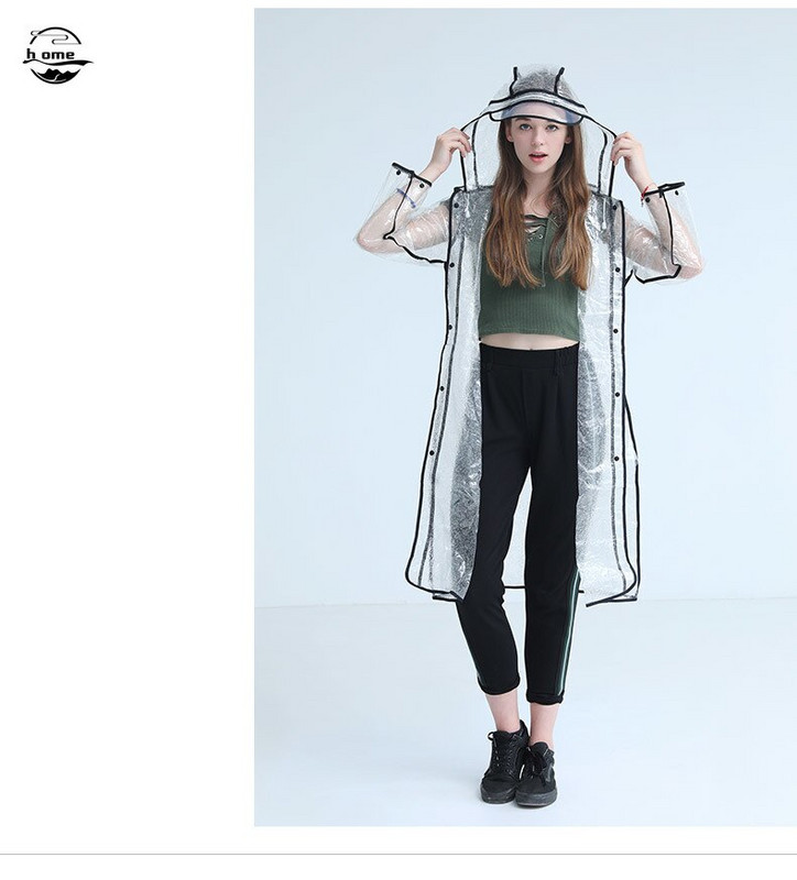 Átlátszó női esőkabát Divat hosszú szabadtéri sport kiegészítők túrázás esőkabát Vízálló fényvisszaverő csíkok Cape Pluie