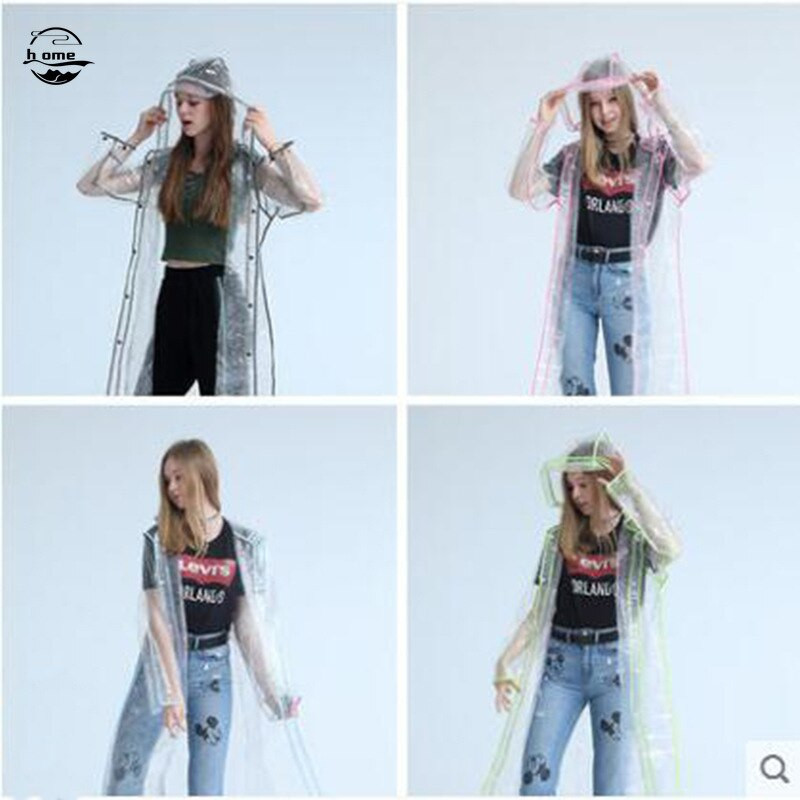 Átlátszó női esőkabát Divat hosszú szabadtéri sport kiegészítők túrázás esőkabát Vízálló fényvisszaverő csíkok Cape Pluie