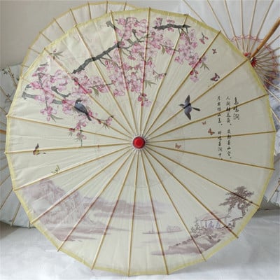 Ručne vyrobený dáždnik z olejového papiera, vodotesný, klasický staroveký tanečný dáždnik vhodný pre čínsky štýl Hanfu, strapce Cheongsam, fotorekvizita