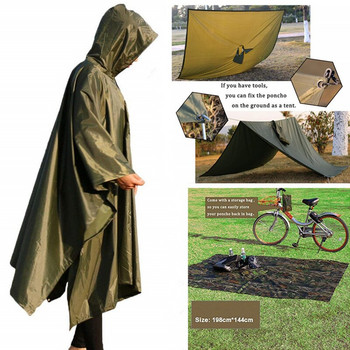 3 в 1 външен военен дъждобран водоустойчив дъждобран мъжки дъждобран дамски тента от дъжда мотоциклет дъждовно пончо подложка за пикник