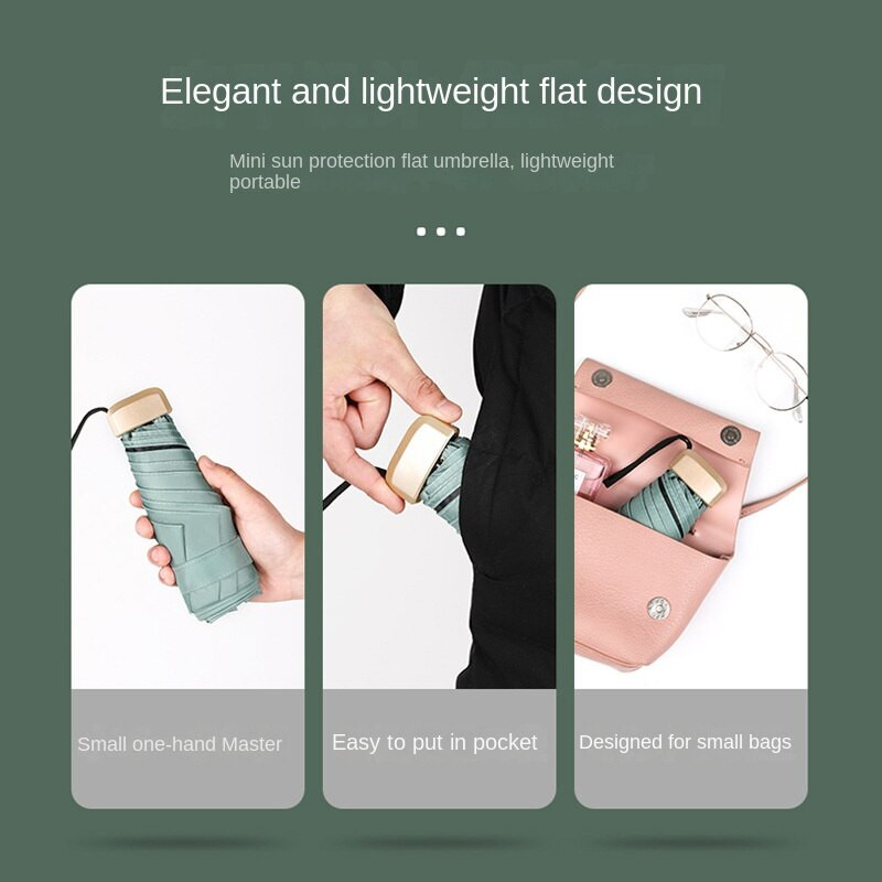 Lietussargs lietus pārnēsājams salokāms mazs vēja necaurlaidīgs lietussargs UV mini kabatas saulessargs saulessargs universāls pret UV