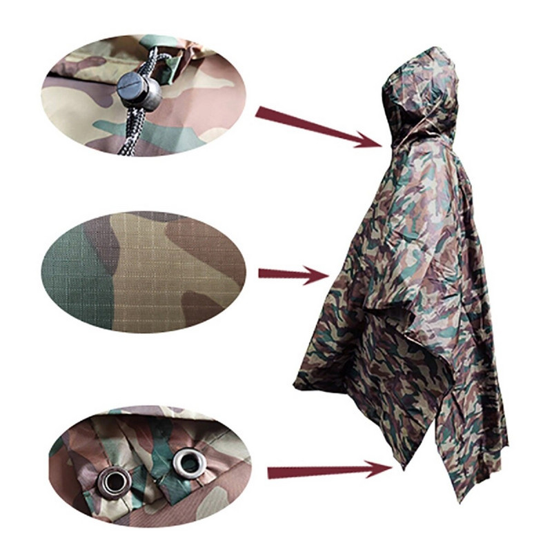 Prenosný pršiplášť 3 v 1, slnečník, kempingová plachta, pozemná rohož, vonkajšia nepremokavá pršiplášťová plachta, batoh, kryt na turistický piknikový stan