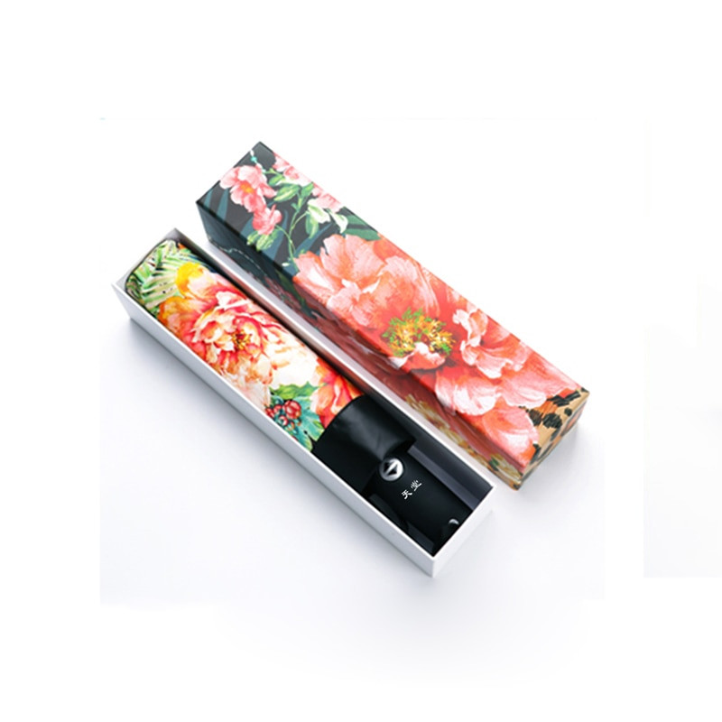 Módny automatický dáždnik pre ženy, kvetinový jemný 3-dielny, anti-UV, vetruodolný, plne automatický dáždnik, vysoko kvalitný, silný, dámsky dáždnik