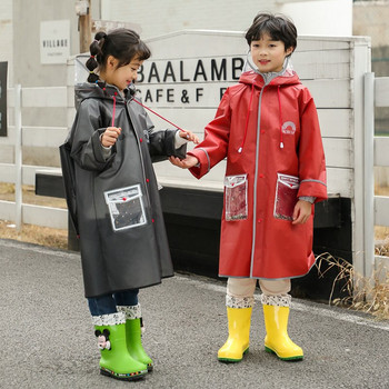 Ученическо EVA дъждобран Модно пончо за момчета и момичета с качулка Детско водоустойчиво яке за дъжд Дейности на открито с ученическа чанта