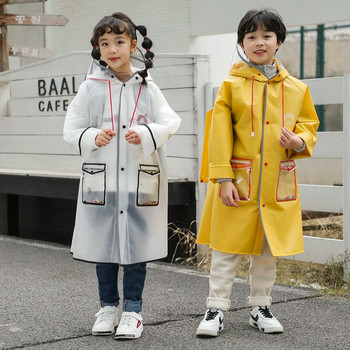 Φοιτητικό EVA Rain Coat Fashion Boys Girls Hooded Rain Poncho Kids αδιάβροχο μπουφάν βροχής για υπαίθριες δραστηριότητες με μπουκέτα σχολικής τσάντας