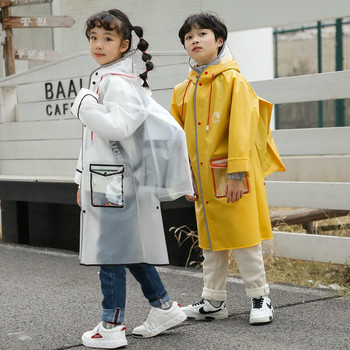 Φοιτητικό EVA Rain Coat Fashion Boys Girls Hooded Rain Poncho Kids αδιάβροχο μπουφάν βροχής για υπαίθριες δραστηριότητες με μπουκέτα σχολικής τσάντας