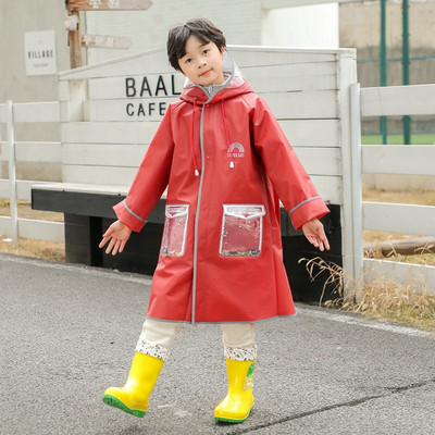 Študentský pršiplášť EVA, módny chlapčenský dievčenský pršiplášť s kapucňou, detský nepremokavý pršiplášť, outdoorové aktivity s batohom