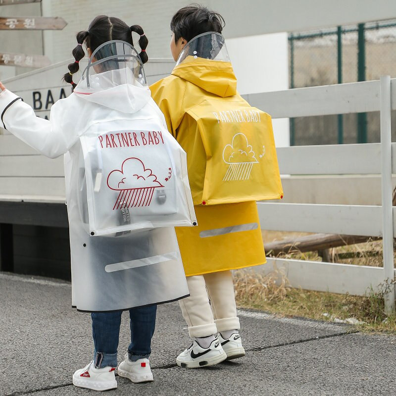 Študentský pršiplášť EVA, módny chlapčenský dievčenský pršiplášť s kapucňou, detský nepremokavý pršiplášť, outdoorové aktivity s batohom