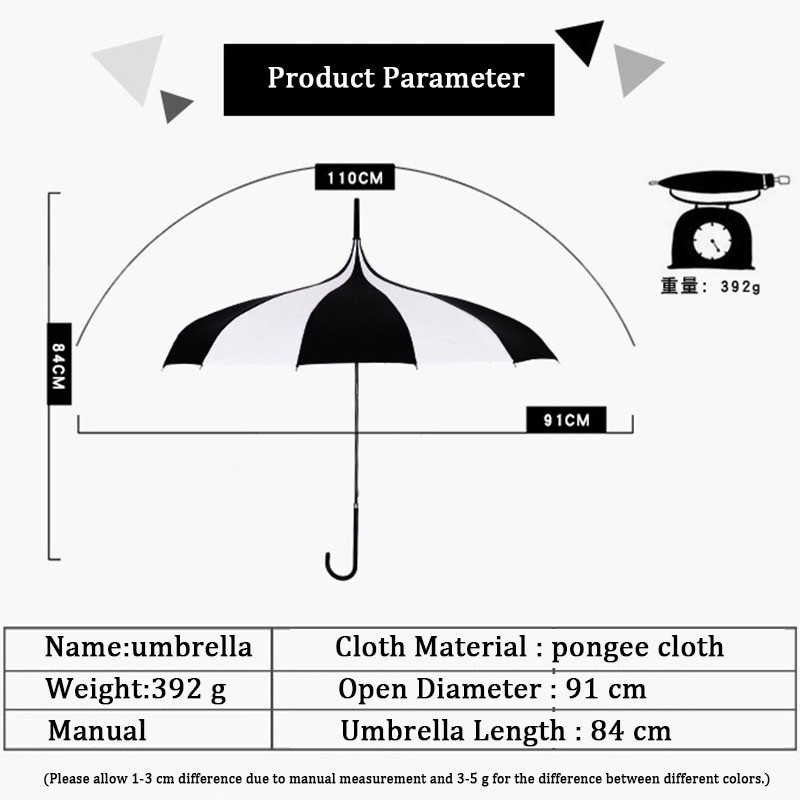 Kreatívny retro dáždnik s pagodovým dizajnom a dlhou rukoväťou pre ženy, dvojfarebné šitie, vetruodolný princeznovský slnečný dáždnik