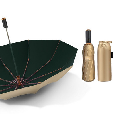 Automatický slnečník, dámsky, zlatý, UV ochrana, 10 kostí, silný slnečník pre dievčatá, vetruodolný, skladací slnečník ako darček