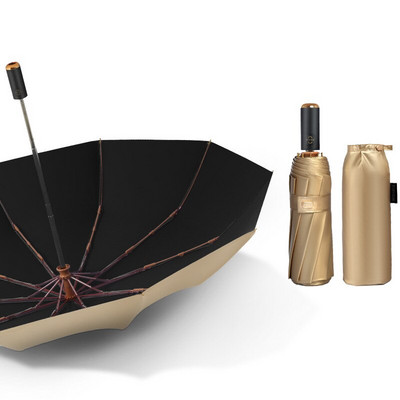 Automatický slnečník, dámsky, zlatý, UV ochrana, 10 kostí, silný slnečník pre dievčatá, vetruodolný, skladací slnečník ako darček