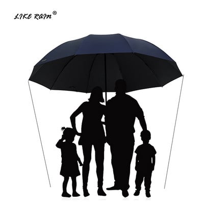 LIKE RAIN 130CM Голям голф чадър Rain Дамски ветроустойчив голям сгъваем чадър Висококачествени мъжки бизнес двойни чадъри UBY28