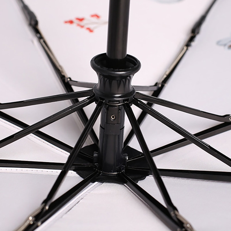 YADA Nový 3-skladací dáždnik s mačacím, srdcom a králičím vzorom, dáždnik odolný UV žiareniu pre ženy s príveskom a vetruodolným dáždnikom YS200137