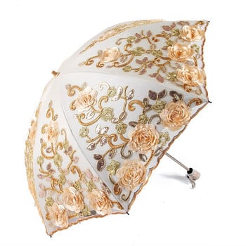 Retro Flower Sunny and Rainy Umbrella Rose Folding Girl ανθεκτικές φορητές ομπρέλες Automatic Rain Gear Cute Umbrella