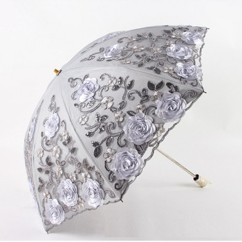 Retro Flower Sunny and Rainy Umbrella Rose Folding Girl ανθεκτικές φορητές ομπρέλες Automatic Rain Gear Cute Umbrella