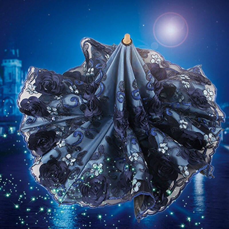 Retro kvetinový slnečný a daždivý dáždnik s ružovým vzorom, dievčenský odolný prenosný dáždnik, automatický dáždnik, roztomilý dáždnik