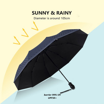 Πλήρως αυτόματη ανδρική ομπρέλα επαγγελματικό καρό στυλ 10 πλευρών Ομπρέλα βροχής Γυναικείες αντι UV πτυσσόμενες ομπρέλες ηλίου γκολφ Μάρκα Ομπρέλες