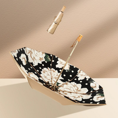 Luxusný leopardový titánový dvojitý opaľovací dáždnik, skladací retro farebný lepidlový letný dámsky slnečník s UV ochranou