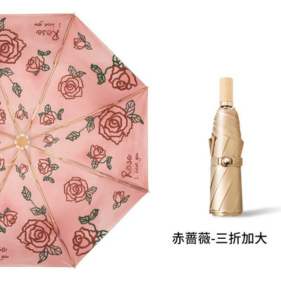 Luxusný leopardový titánový dvojitý opaľovací dáždnik, skladací retro farebný lepidlový letný dámsky slnečník s UV ochranou