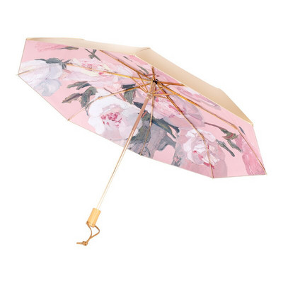 Luxusný leopardový titánový dvojitý opaľovací dáždnik, skladací retro farebný lepidlový letný dámsky slnečník s UV ochranou