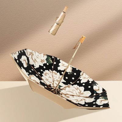 Luxusný leopardový titánový dvojitý opaľovací dáždnik, skladací retro farebný lepidlový letný dámsky slnečník s UV ochranou