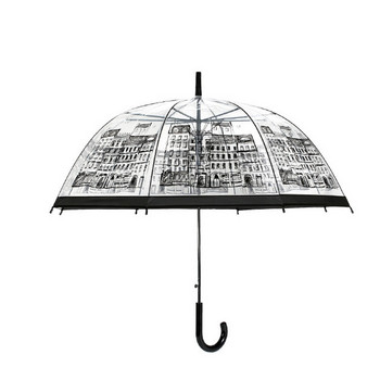 Διαφανής μακρυλαβή ομπρέλα βροχής Εξαιρετικά ελαφριά γυναικεία ομπρέλα βροχής παιδική ομπρέλα Ημιαυτόματες γυναικείες ομπρέλες