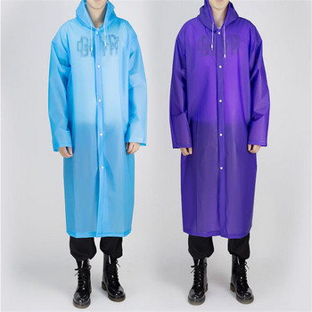 Fashion Women EVA Διαφανές αδιάβροχο Poncho φορητό Περιβαλλοντικό ελαφρύ αδιάβροχο μακράς χρήσης Αδιάβροχο παλτό Επαναλαμβανόμενης χρήσης