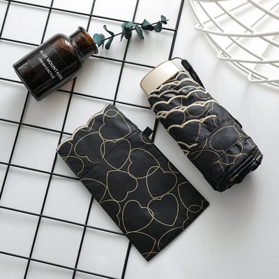 Slnečný dáždnik s päťnásobným mini dáždnikom, vyšívaný okraj Big Love, dáždnik proti dažďu, čierny poťahový dáždnik, slnečník