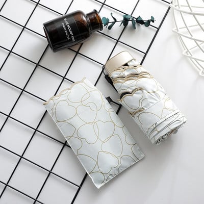 Slnečný dáždnik s päťnásobným mini dáždnikom, vyšívaný okraj Big Love, dáždnik proti dažďu, čierny poťahový dáždnik, slnečník