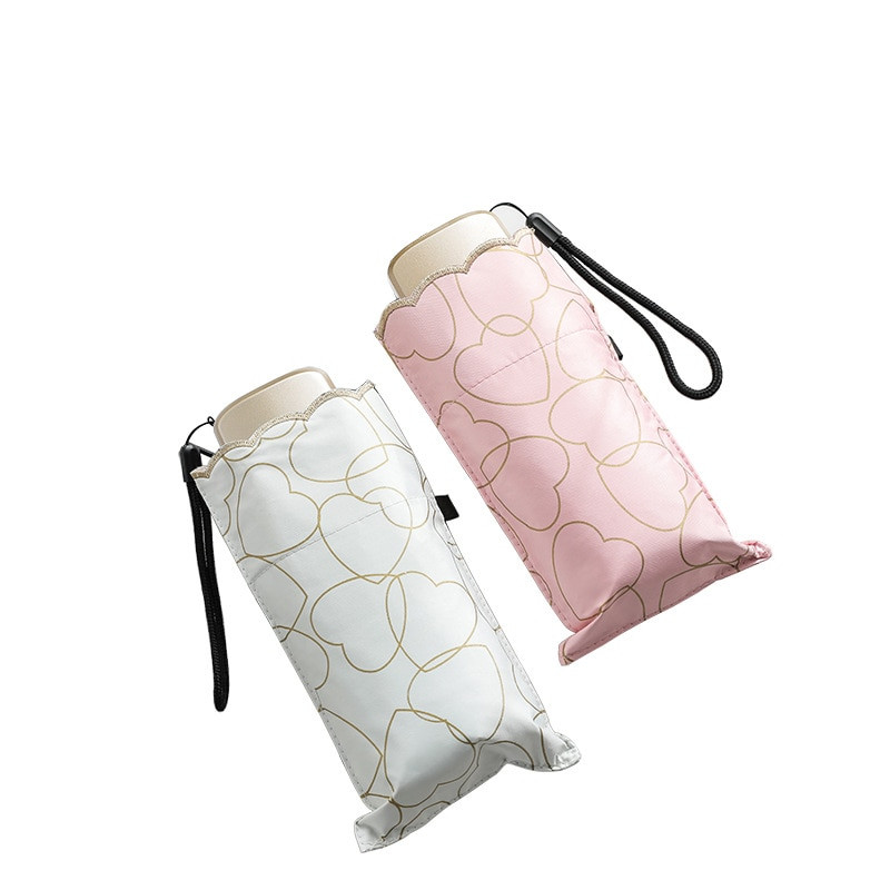 Slnečný dáždnik s päťnásobným mini dáždnikom, vyšívaný okraj Big Love, dáždnik proti dažďu, čierny poťahový dáždnik, slnečník